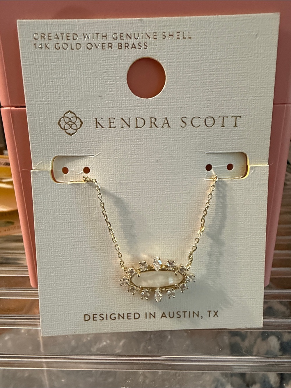 NWT Kendra Scott Kadyn Starburst Genuine Shell Necklace 14k Gold Over Brass